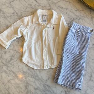 Polo by Ralph Lauren Button-Front Long Sleeve Polo Shirt with Seersucker Pant